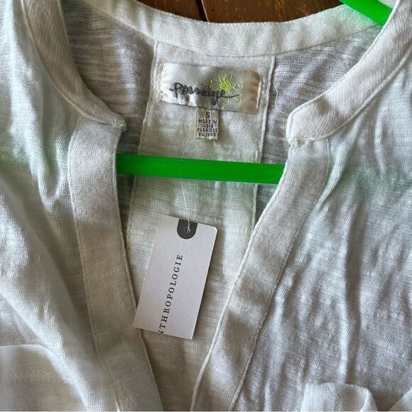 Anthropologie Porridge Odette Top Ivory Deep V-Neck Short Sleeves NWT - Picture 4 of 10